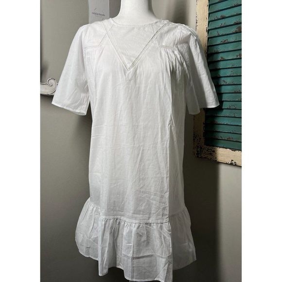 Vero Moda Organic Cotton Drop Hem Mini Dress in White Small - Picture 2 of 6